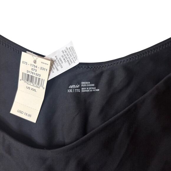 Aerie Black High Cut Cheeky Bikini Bottom XXL NWT Swim Minimal Coverage - Picture 4 of 5